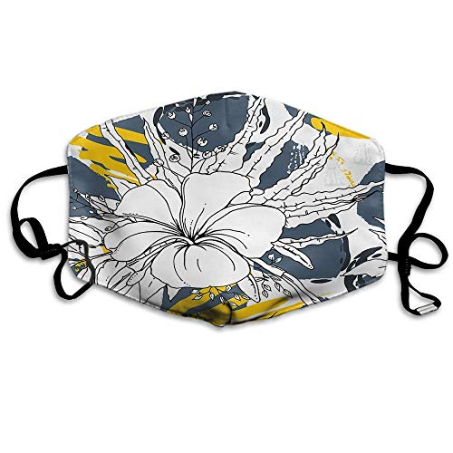 Preisvergleich Produktbild Mund und Nasenschutz Waschbar, Multifunktionstuch Flower Mouth Cover Tropical Summer Leaf Floral Abstract Geometric Palm White Summer Pattern Mouth Scarf