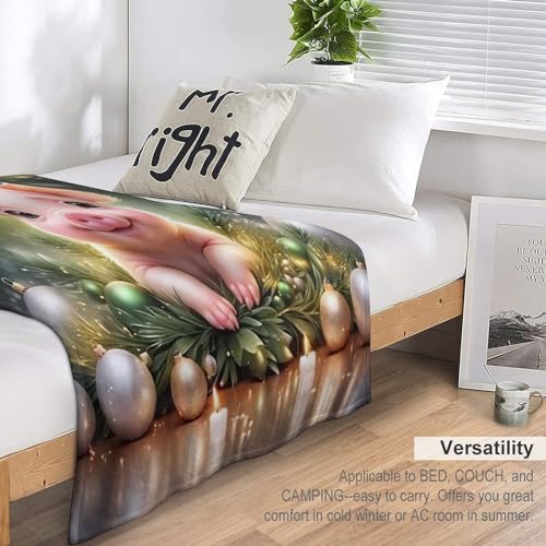 Couverture polaire cochon douce anti-frissons en flannel moelleuse pour lit et divan - 7
