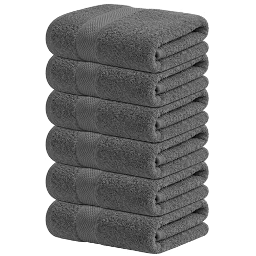 Infinitee Xclusives Dark Grey Hand Towels for Bathroom - Set of 6 (16x28 inches) 600 GSM, 100% Cotton Ultra Soft, Quick Drying, Hotel Quality Hand Towel Set (Shadow Grey)