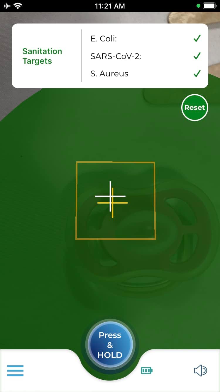 smart mobile uvc disinfecting light that attaches to the back of a smartphone