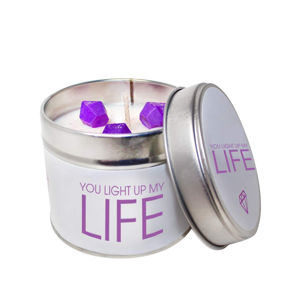 Sheenashona You Light Up My Life Quote Handmade Soya Wax Candle Tin (Black Plum & Rhubarb)