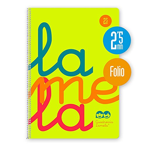 Cuaderno Espiral Fluor Lamela Fº 80 Hojas 90 gr. Cuadrovía 2,5mm. (Amarillo)