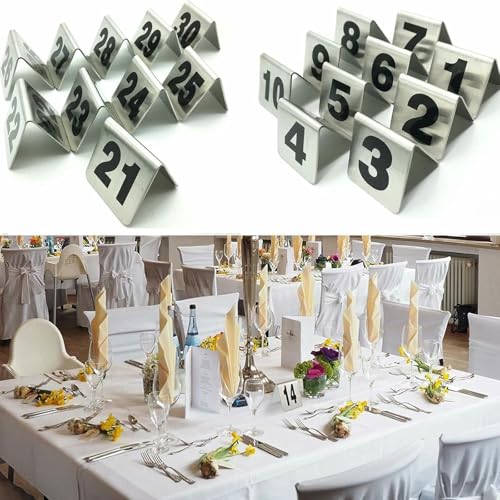 Numéros de table en acier inoxydable durable pour mariages et grands banquets - 5