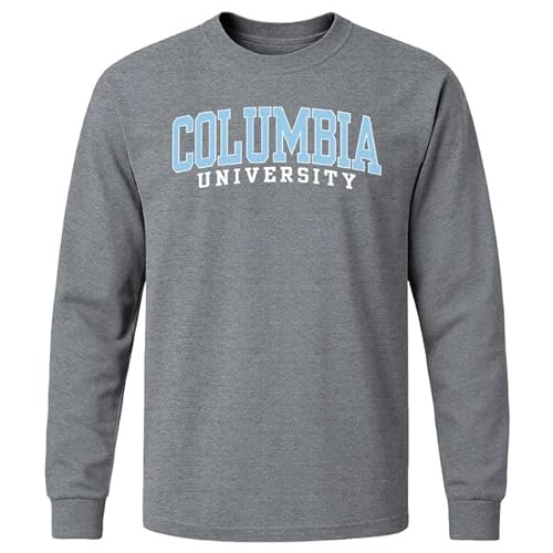 Barnesmith Columbia University Lions Long Sleeve T-Shirt, Classic, Charcoal Grey, Small