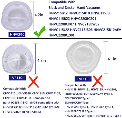 HNVCF10 필터 교체품 블랙 앤 데커 더스트버스터 핸드 진공 HNV215B12, HNVC215B10, HNVC115J06, HNVC115B22, HNVC220BCZ01, HNVC220BCP07, HNVC115J22, HNVC11 5JB06 , HNVC215B12, HNVC220BCZ00 — 사진 2