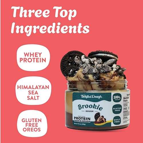 image for Twisted Dough Protein Cookie Dough, Brookie Flavor, 2 Pack, Healthy Sn