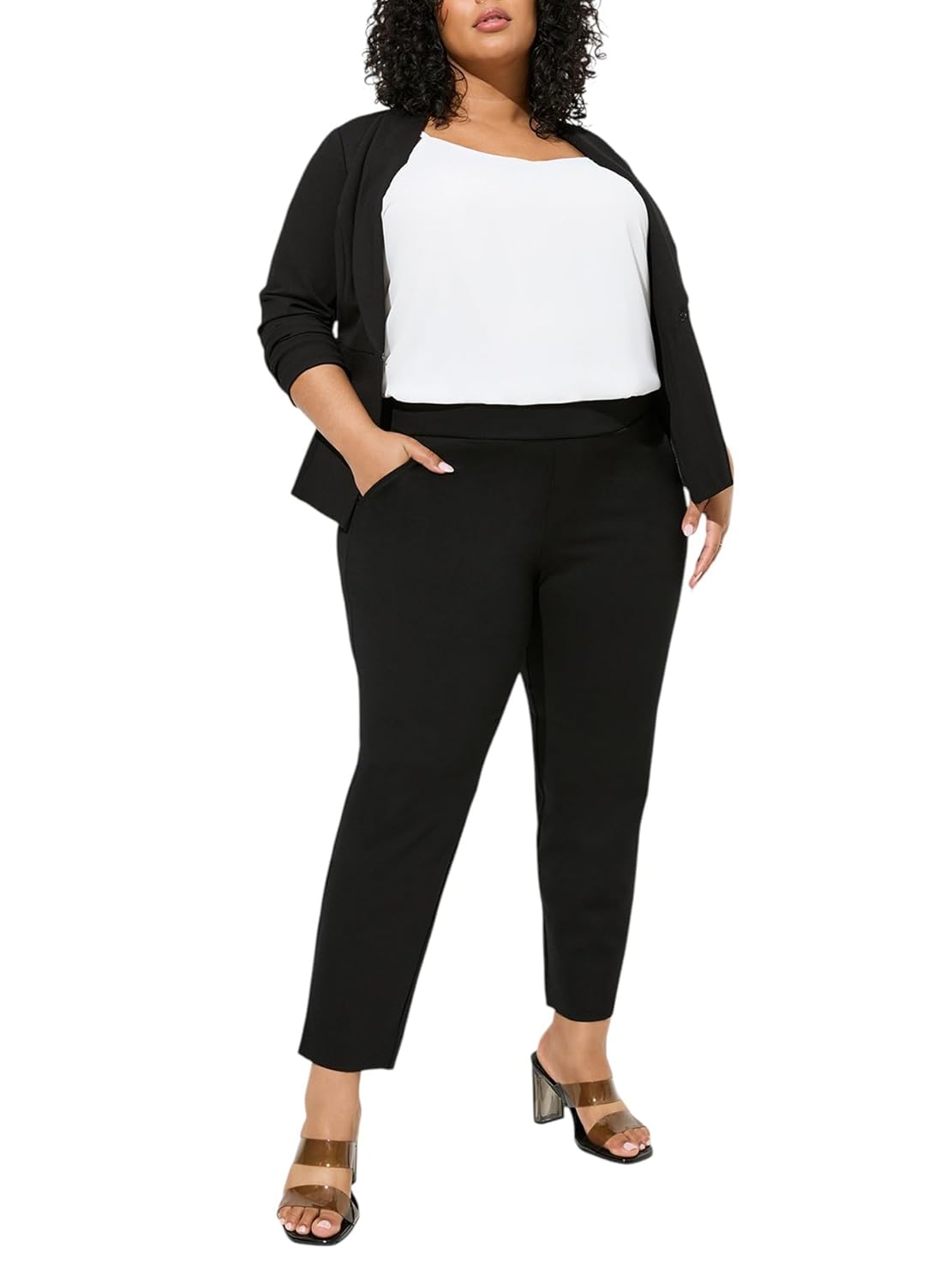 Torrid Womens Plus Size Pull-On Relaxed High-Rise Pant Deep Black 00 Extra Short