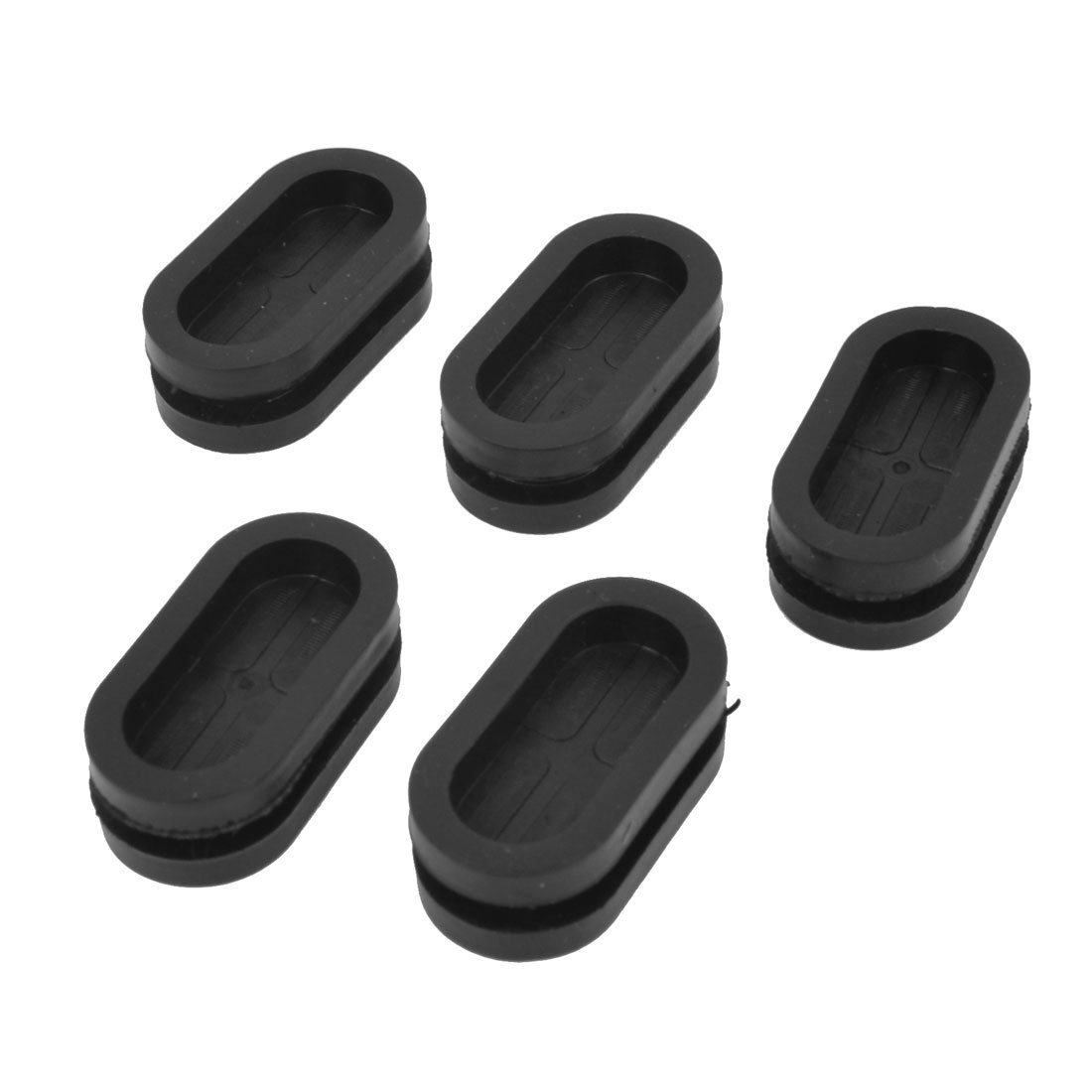 Rubber Armature Wire Double Sided Grommet 10mm x 25mm 5 Pcs Black