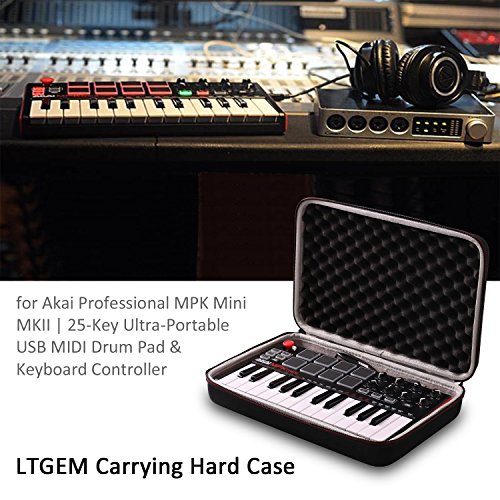 Ltgem Travel Hard Carrying Case For Akai Professional Mpk Mini Mkii & Mk3 & Mk2 / Mpk Mini Play | 5-Key Ultra-Portable Usb，M-Wave 25 Key | Midi Drum Pad & Keyboard Controller #TOP7