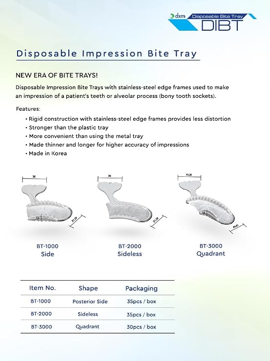 Disposable Impression Bite Trays DIBT Post Side+ Light Body mixing tips