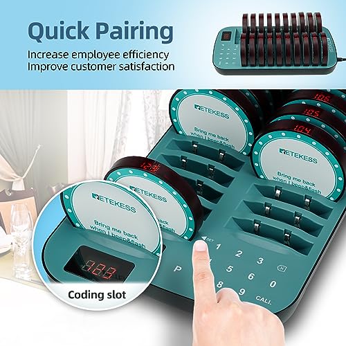 image for Retekess TD167A Restaurant Pager System, Rugged Buzzer, 1640ft Long Ra