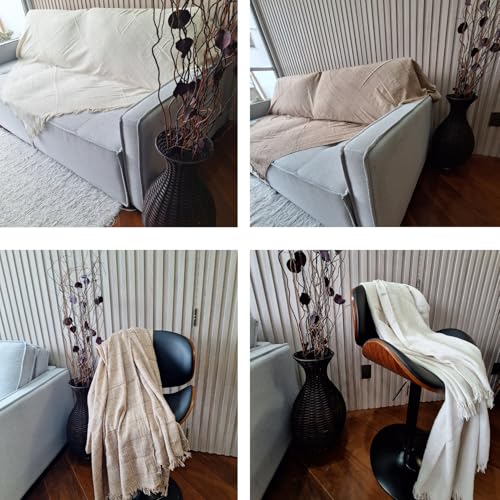 Manta Cru100% Algodão Para Sofá 2 e 3 lugares Colcha Para Cama Solteiro 2,40 x 1,80 Gigante Grande X