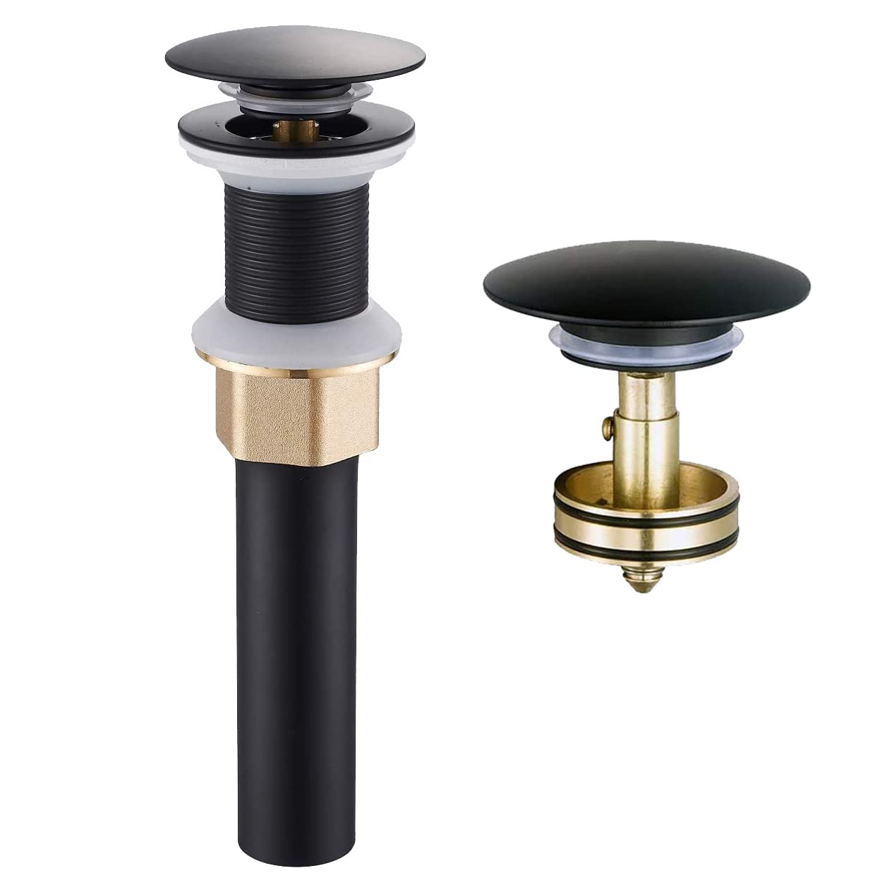 Snapklik.com : Wovier Matte Black Bathroom Sink Drain Without Overflow