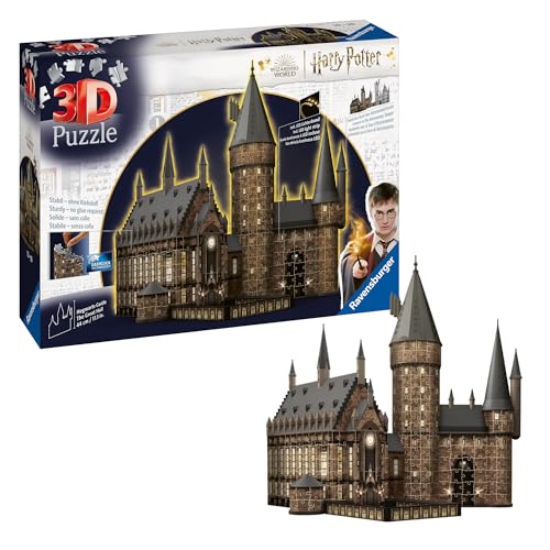 Ravensburger 3D Puzzle 11550 - Harry Potter Hogwarts Schloss - Die Große Halle - Night Edition - die beleuchtete Great Hall des Hogwarts Castle für alle Harry Potter Fans ab 10 Jahren