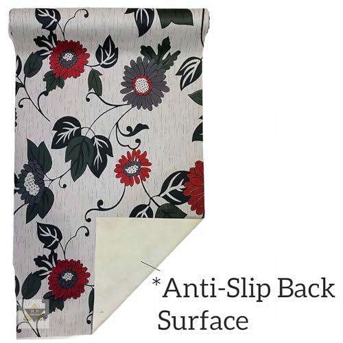 Image of 10Meter Rectangular Long Shelf Liner, Sheet Roll /Mat for Drawer, Shelf roll Kitchen mat /Kitchen Roll /Slab Roll /Drawer roll Antislip Mat Size - 45 x 1000 cm-AM (Grey Black Leaf)