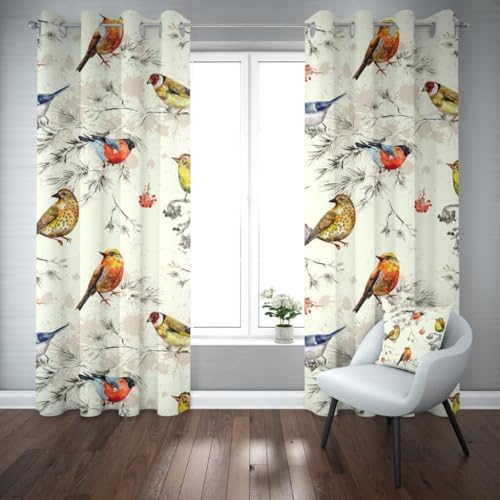 Image of KALIYO Kids Cartoon Printed Light Filtering Curtain for Bedroom | Pack of 1 Door and Window Curtain | Bird & Animal Theme Polyester Curtain (5 Feet)