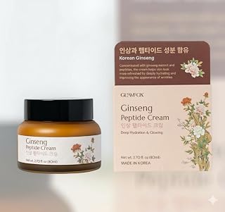 Ginseng Peptide Face Cream - 86% Ginseng Extract & 9 Peptides - Anti-Aging, Firming & Deep Hydration Korean Skin Care - 5 Ceramides for Skin Barrier - 2.70 fl.oz (80ml)
