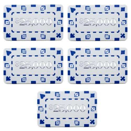 Brybelly Set of 5 Denominated 3" x 1.75" Poker Plaques (White $25000)