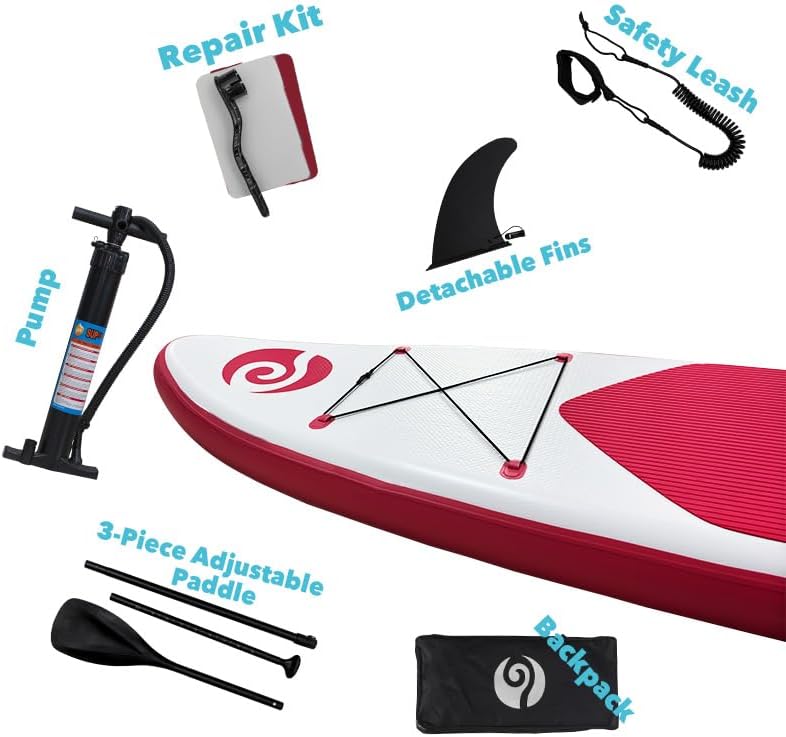 10'6"×32" Wide Inflatable Stand Up Paddle Board Fishing Paddle Board Yoga Board with Durable SUP Accessories & Carry Bag 2 Person Non-Slip Comfort Deck for Youth & Adults