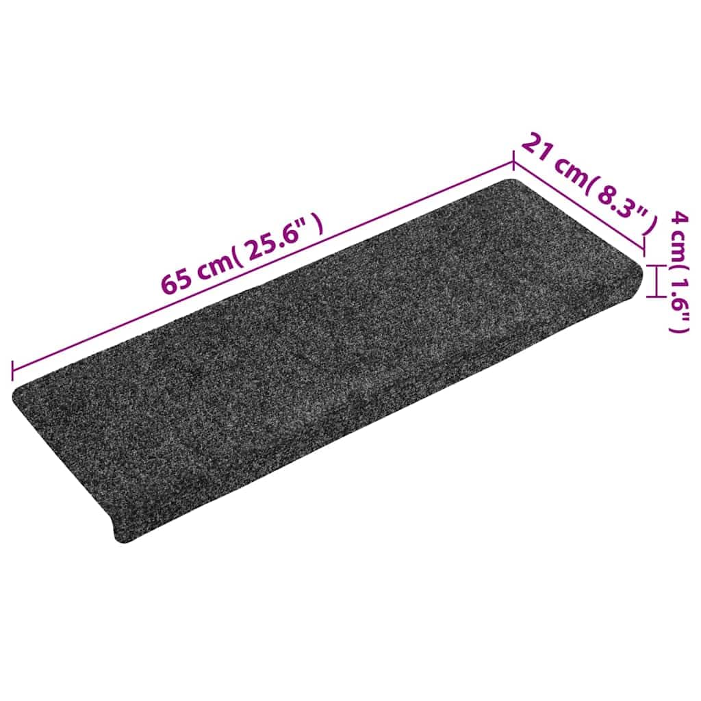 Naklejki na schody 15 sztuk 65 x 21 x 4 cm Ciemnoszary