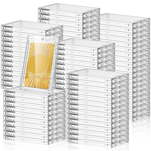 SATINIOR 100 Pack 130pt Magnetic Card Holders Snap-Open Magnetic Acrylic Cases for Thick Sports Cards Trading Card Protection Storage and Display