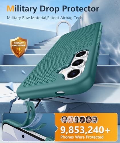 Image of FNTCASE for Samsung Galaxy S24 Case: Dual Layer Heavy Duty Cell Phone Protective Cover Shockproof Rugged with Non-Slip Textured - Military Drop Protection Bumper Tough - 2024, 6.2inch Green