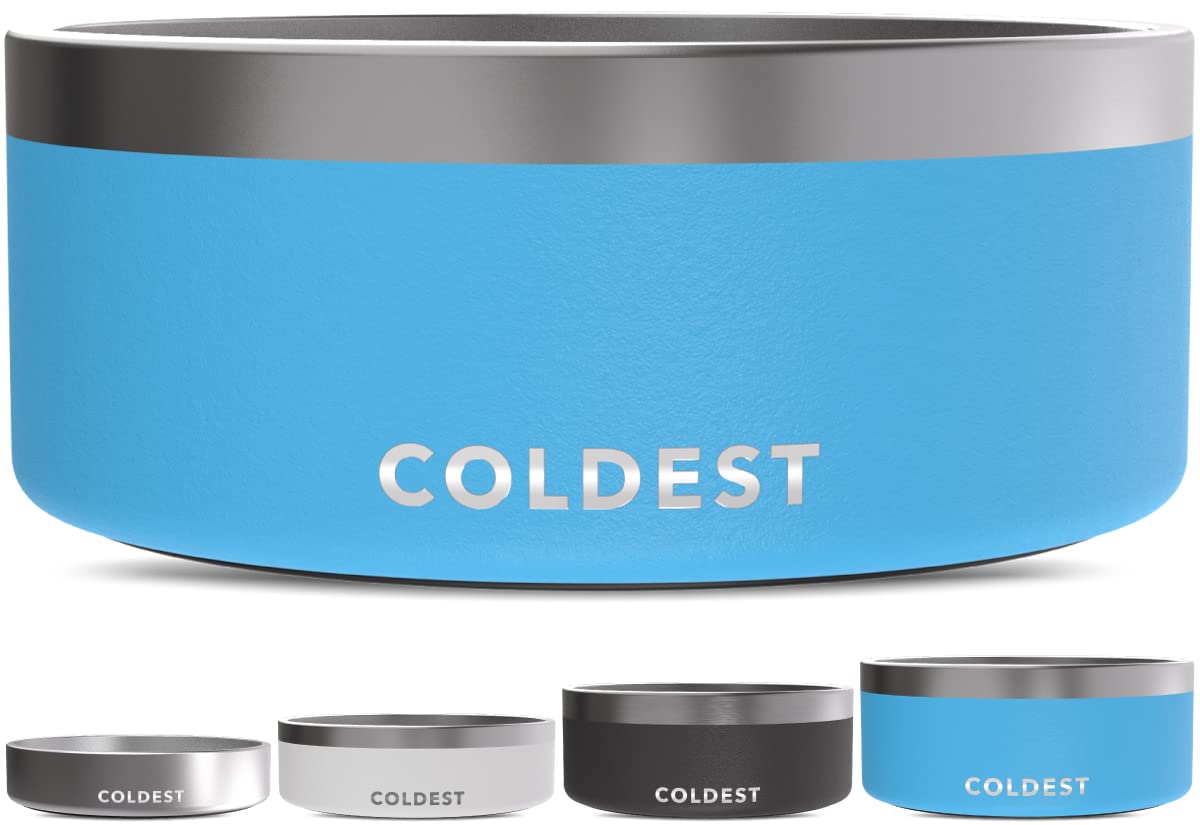 Coldest Dog Bowl - Anti Rust Metal, Non Slip, 3 Layers Insulated Stainless Steel Dog Bowls - Spill Proof & Heavy Duty - Water Bowl for Dogs, Cats & Pets, Dish Washer Safe (100 oz, Celestial Blue)