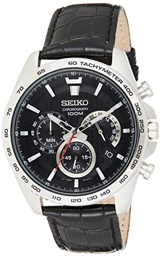Preisvergleich Produktbild Seiko Herren Chronograph Quarz Uhr mit Leder Armband SSB305P1