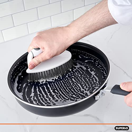 Superio Grout Brush, Dish Brush, Shower Scrubber Cleaning Brush, Stiff Bristles, Comfort Grip Handle, Grey Brush Cleaner For Kitchen, Bathroom, Shower, Sink, Toilet- Vegatable Brush, Carpet Scrubber #TOP7