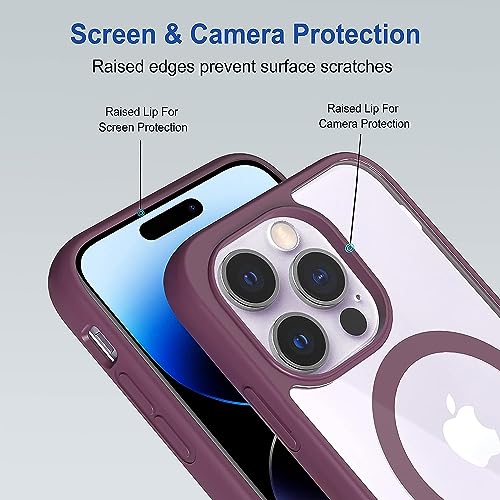 Image of JUMPSTART iPhone 14 Pro Silicone Back Cover Mobile case with MagSafe Wireless Charging case magsafe Charger|Magnetic Clear Slim Thin Bumper Phone Cover for iPhone 14 pro -WineRed