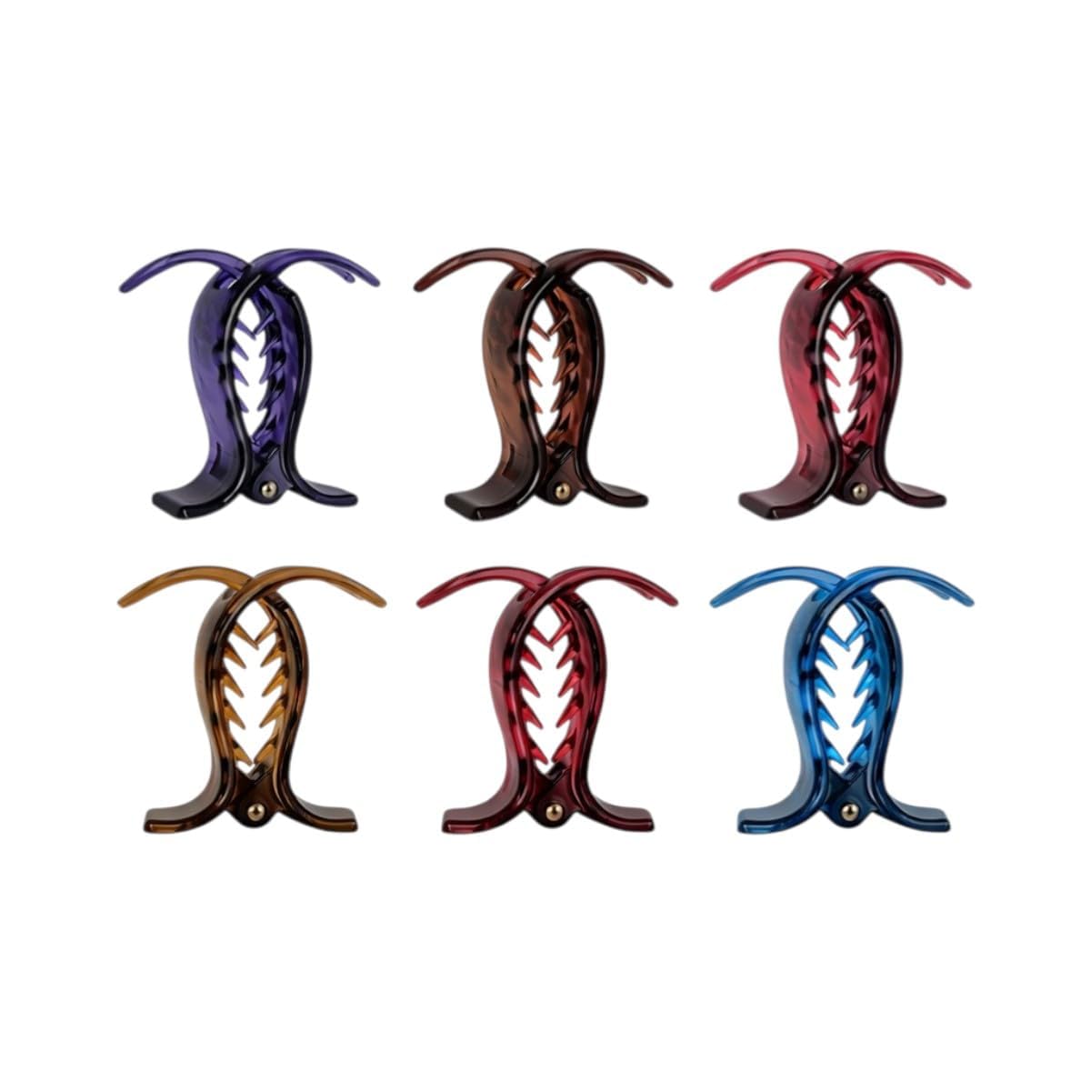 Accessher Black Color Acrylic Material Triangle Medium Size Hair Clip for Women and Girls (Pack of 6) (Multi). Elevate your style with the convenience of a pack of 6.