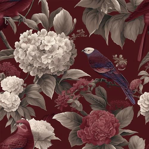 VEELIKE Luxury Hydrangeas Floral Wallpaper Peel and Stick Vintage Deep