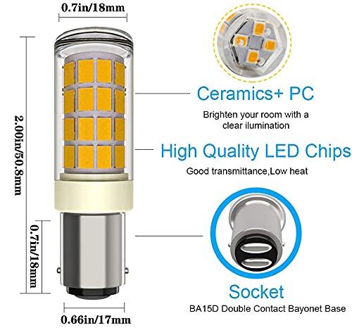 Luhmq Ba15D Led Bulbs 3 Pack Sewing Machine Light Bulb Double Contact Ba15D Push In Bulb Bayonet 15T7Dc Base Led Ba15D Light 3.5W Equivalent To 35W Halogen Bulb 350Lm Ac120V (Warm White 3000K) #TOP2