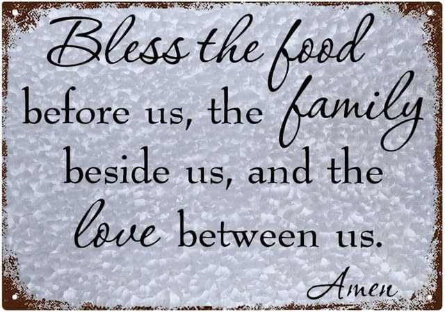 Geroclonup Bless the Food Signs Vintage Tin Decor Bless the Food Before Us the Family Galvanized Metal Signs Retro Tin Signs Wall Art Decor for Outside Home Decor - 20x30cm