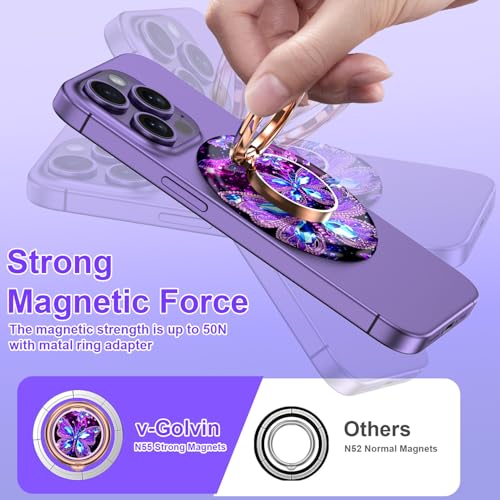 Image of Magnetic Phone Ring Holder for MagSafe Grip,[Super Magnet],Stylish 360 Rotation Cell Phone Grip Stand Finger Ring Kickstand for iPhone 17 16 15 14 Pro Max,iPad and Smartphones,Butterfly