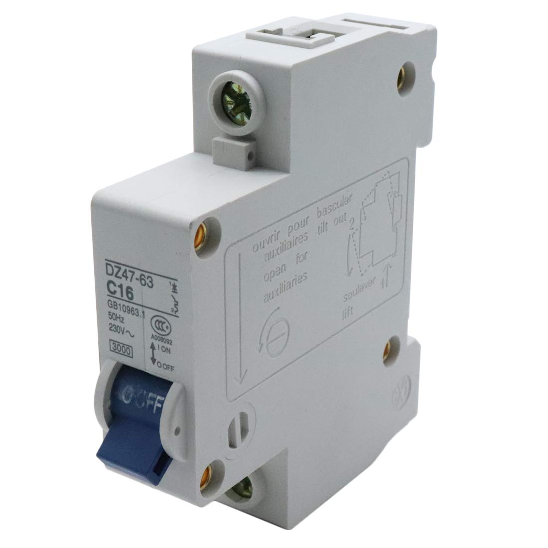 16 Amp Single-Pole Circuit Breaker Switch, Din Rail Mounted Home Use Circuit Breaker for Household Appliance Circuit Security Protection (DZ47-63 C16)