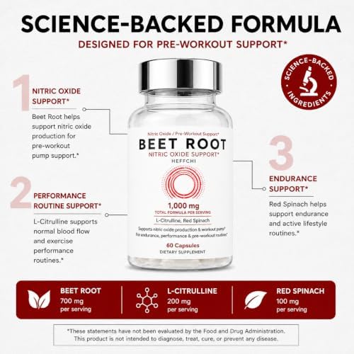 Heffchi Beet Root Nitric Oxide Capsules for Pre Workout - 2