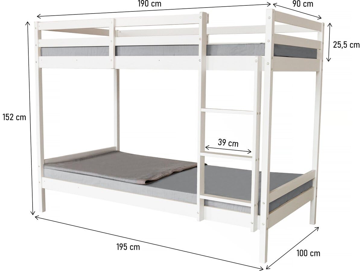 Habitat et Jardin Litera Infantil de Madera Lionel 90 x 190 cm - Blanco