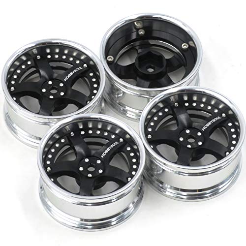 4pcs RC 1/10 Aluminum Alloy Rims Wheel Hex 12mm Adjustable Offset Fit 1:10 RC On Road Drift Touring Car Tires