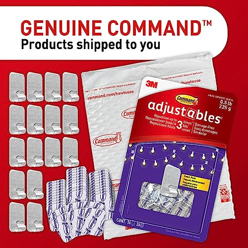 Command Adjustables Repositionable Light Clips, 16 Hooks, 36 Strips, Easy to Use & Reposition, Damage-Free Decoration Clips, Each Clip Can Hold Up to 0.5 lbs. - image 8