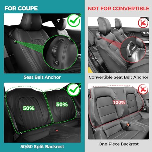 Image of Custom Fit Seat Covers for Ford Mustang Coupe 2015-2025, Black