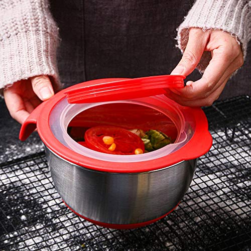 Tigela de mistura em aço inoxidável para salada Tigelas com tampa hermética com centro removível Tig