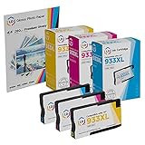LD Remanufactured Replacement for HP 933XL Ink Cartridges (Cyan, Magenta, Yellow) 3-Pack Includes Complimentary Pack of 4x6 Premium Glossy Photo Paper