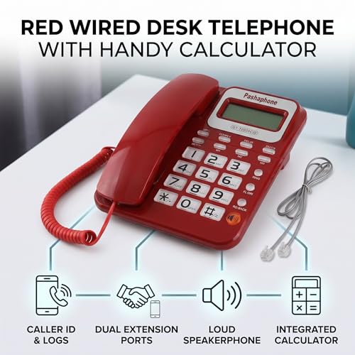 Téléphone filaire avec haut-parleur double interface et calculatrice - 2