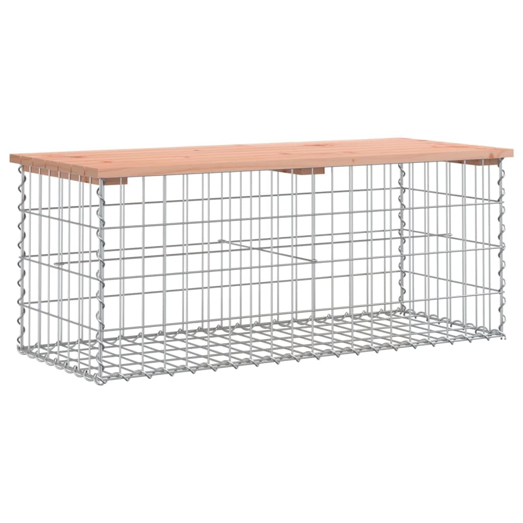 Fengshui Ławka ogrodowa podstawa gabionowa 103 x 44 x 42 cm lite drewno daglezja
