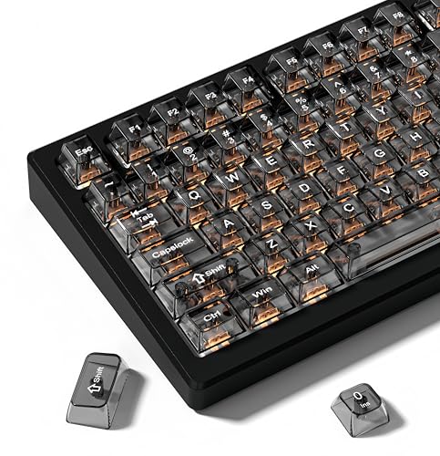 dagaladoo Black Clear Keyboard keycaps,Transparent keycaps 60 75 100 Percent,Crystal Jelly Key Cap Set,Shine Through Key caps.,Cherry Profile Key caps for Mx Switches Mechanical Keyboard