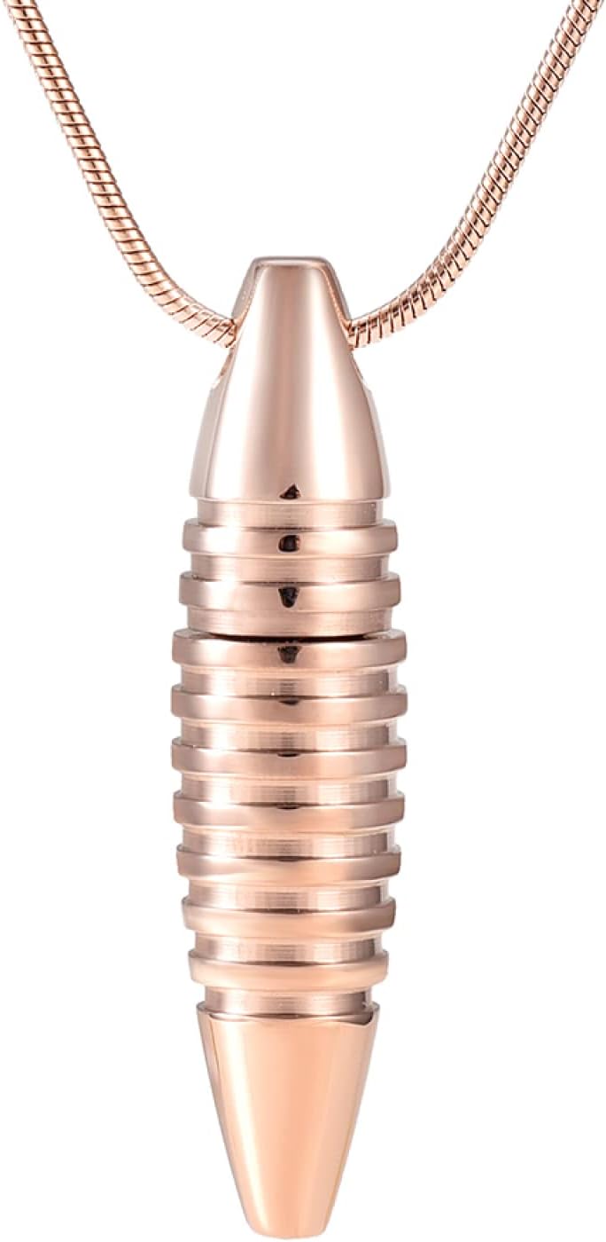 SHEIL Bullet Urn Necklaces Pendant Locket Stainless Steel Keepsake Memorial Cremation Jewelry for Men Women