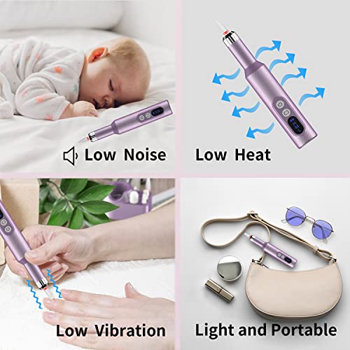 Ftrule Cordless Electric Nail Drill, Portable Professional Rechargeable Efile Nail File Machine With Nail Drill Bits, Sanding Bands For Acrylic Gel Nails, Manicure Pedicure Polishing, Purple #TOP3