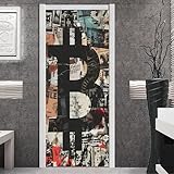 Generic Art Graffiti Door Sticker, Colorful Door Mural Wallpaper, PVC Removable Door Decals Peel and Stick for Home Decor Bedroom Game Room - 30.3''×78.7'' (MT-00915)