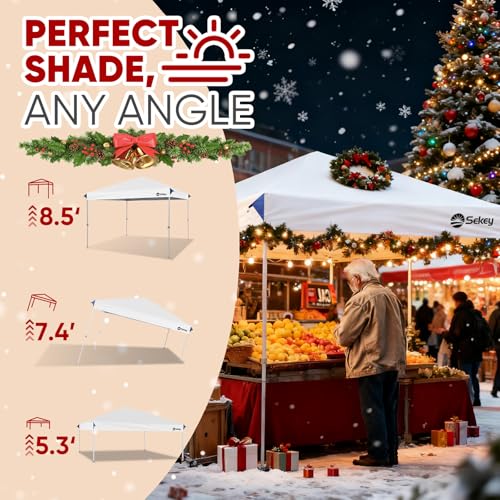 image for Sekey 10x10 Pop Up Canopy with One Push Setup-Easy Up Canopy with 99% 